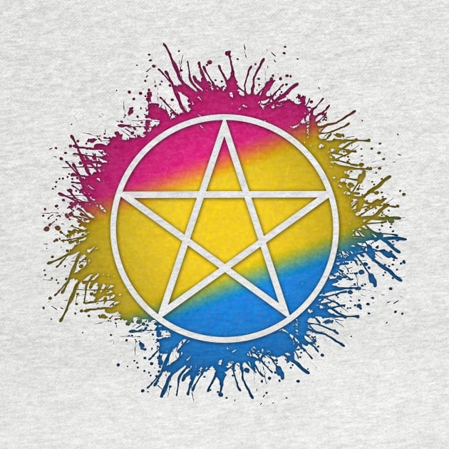 Paint Splatter Pansexual Pride Pentacle Symbol by LiveLoudGraphics